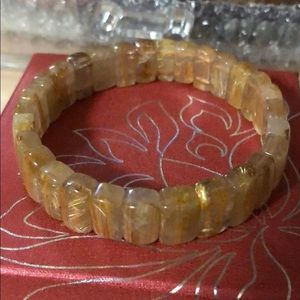 Natural gold hair rutilated bangle